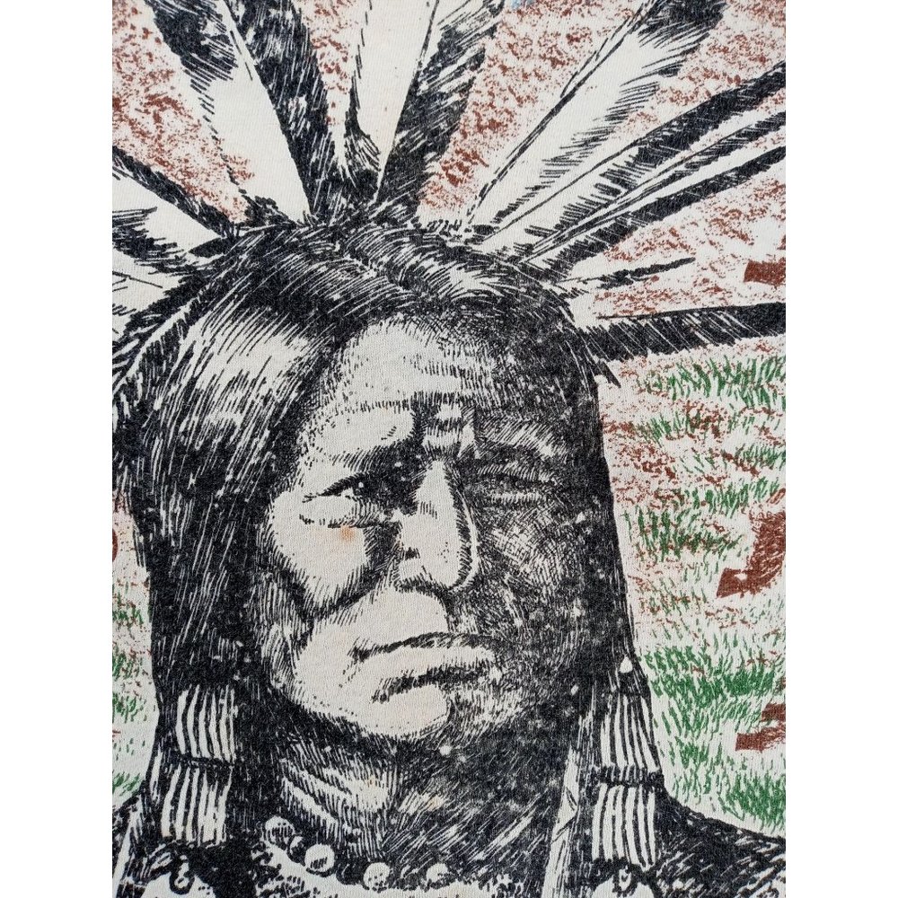 Vintage T shirt Indian Buffalo All Over Print Native American XL Chief Tribal - Picture 4 of 8